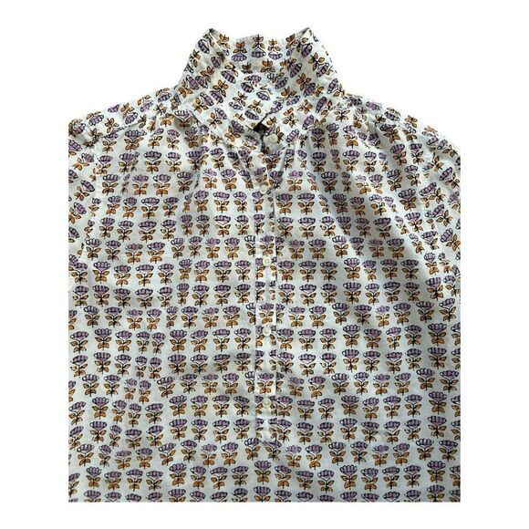 J Crew Women’s Vintage Print Poplin Blouse Size 10 Floral 1/2 Button Pullover - Picture 4 of 6